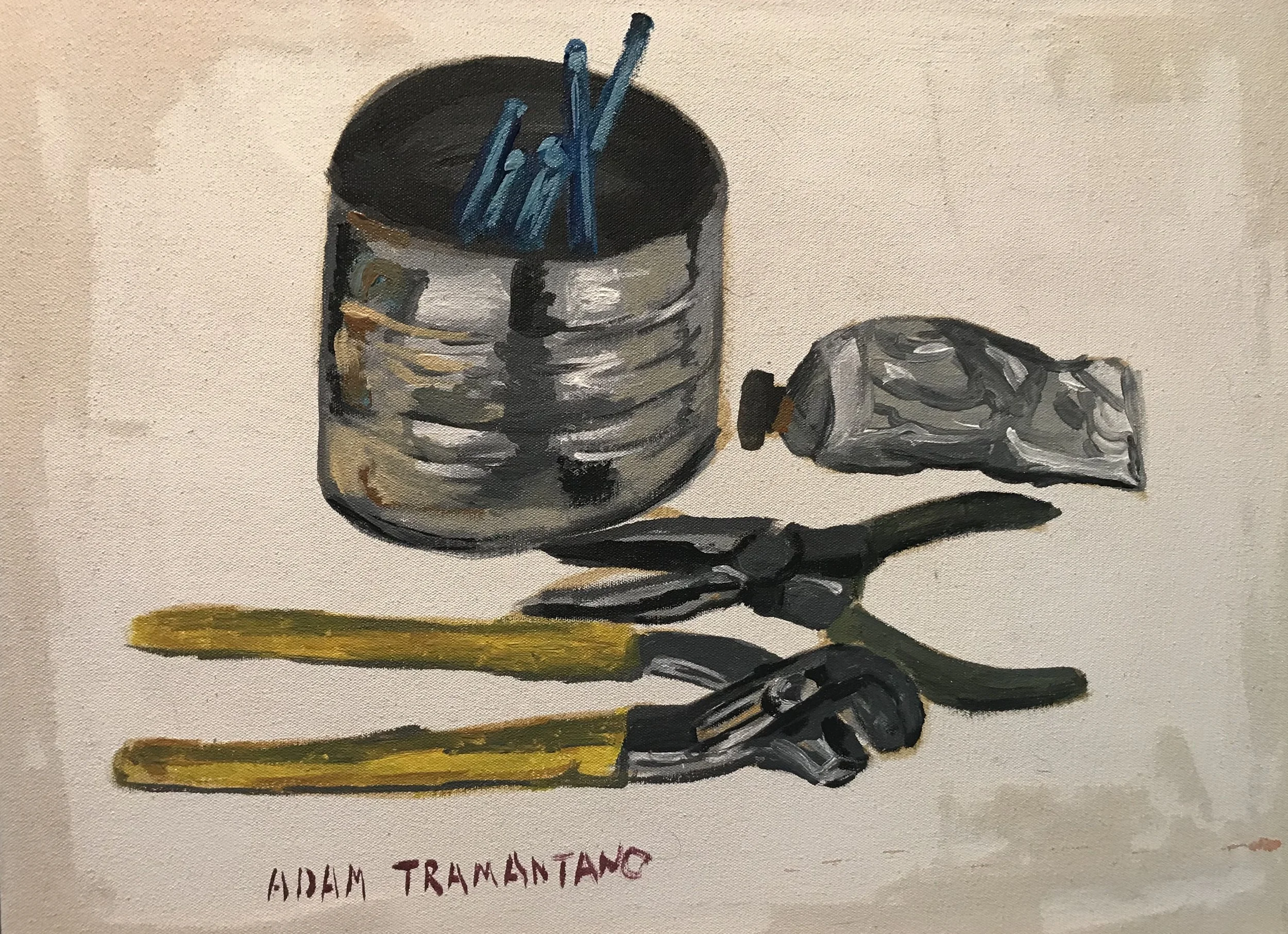 tools, paint tube, can