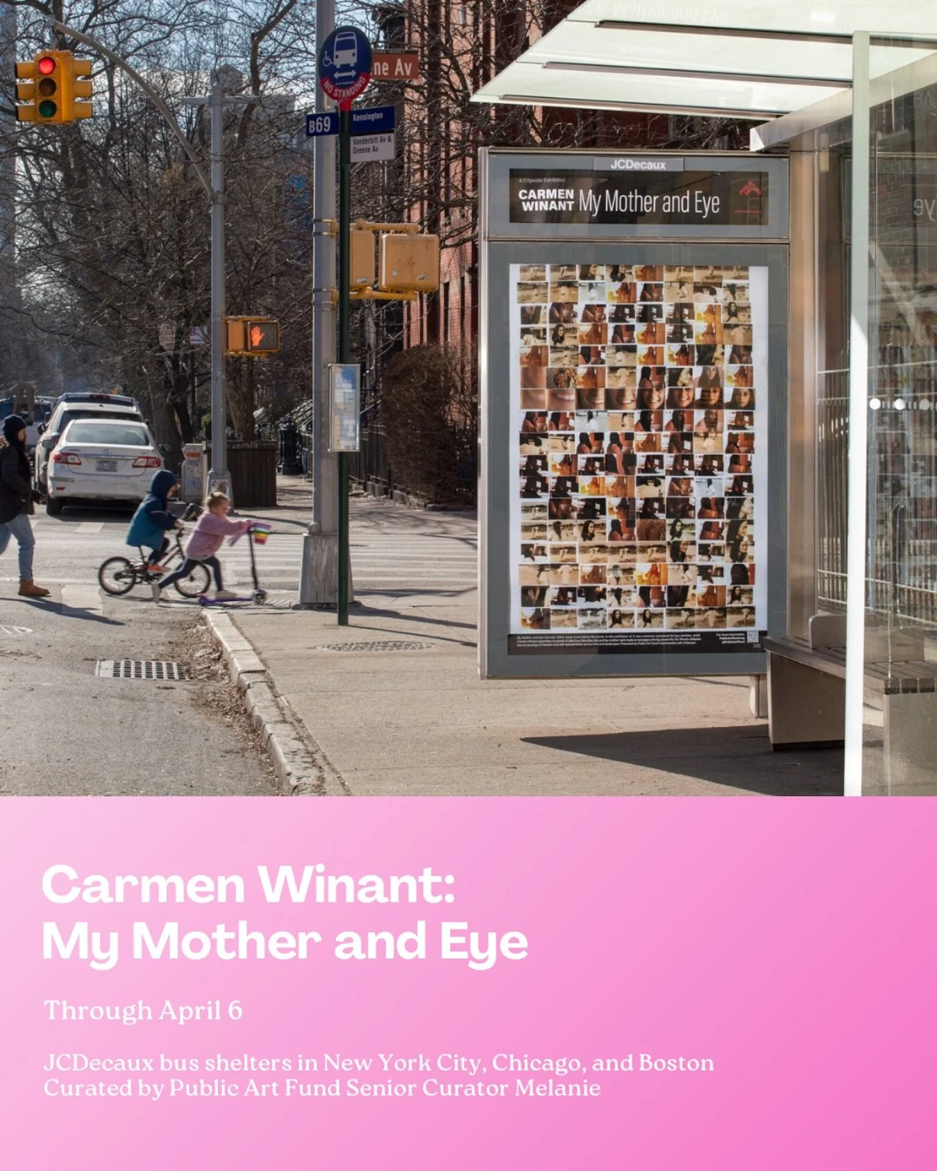 Displayed across JCDecaux bus shelters in New York, Chicago, and Boston, &ldquo;My Mother and Eye&rdquo; by Carmen Winant (@carmen.winant) invites passersby to reflect on their own journeys and transformations.

These compositions are made out of hun