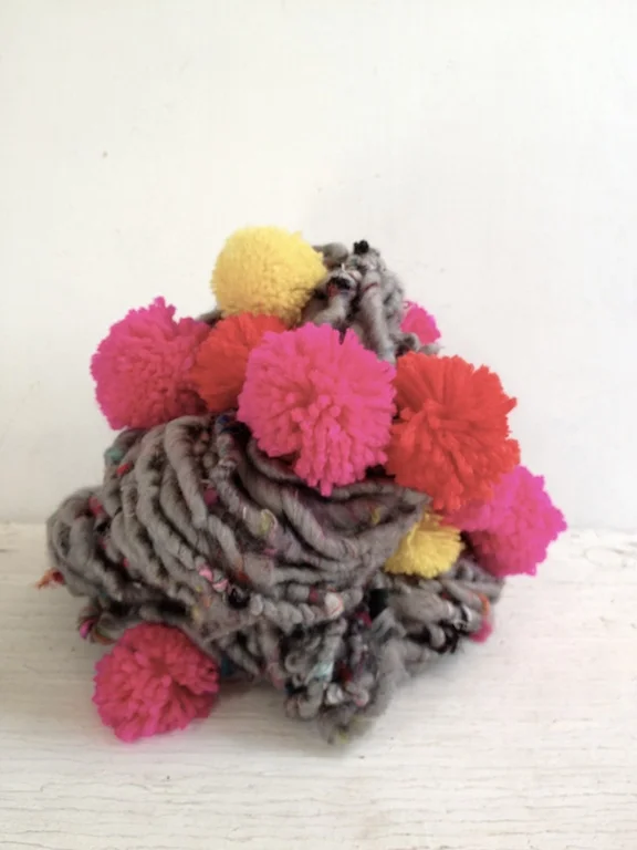 Hand spun Art Yarns  pompoms