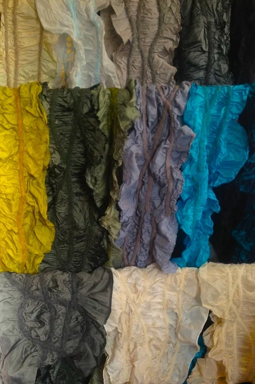 Nuno felted silk and wool scarves