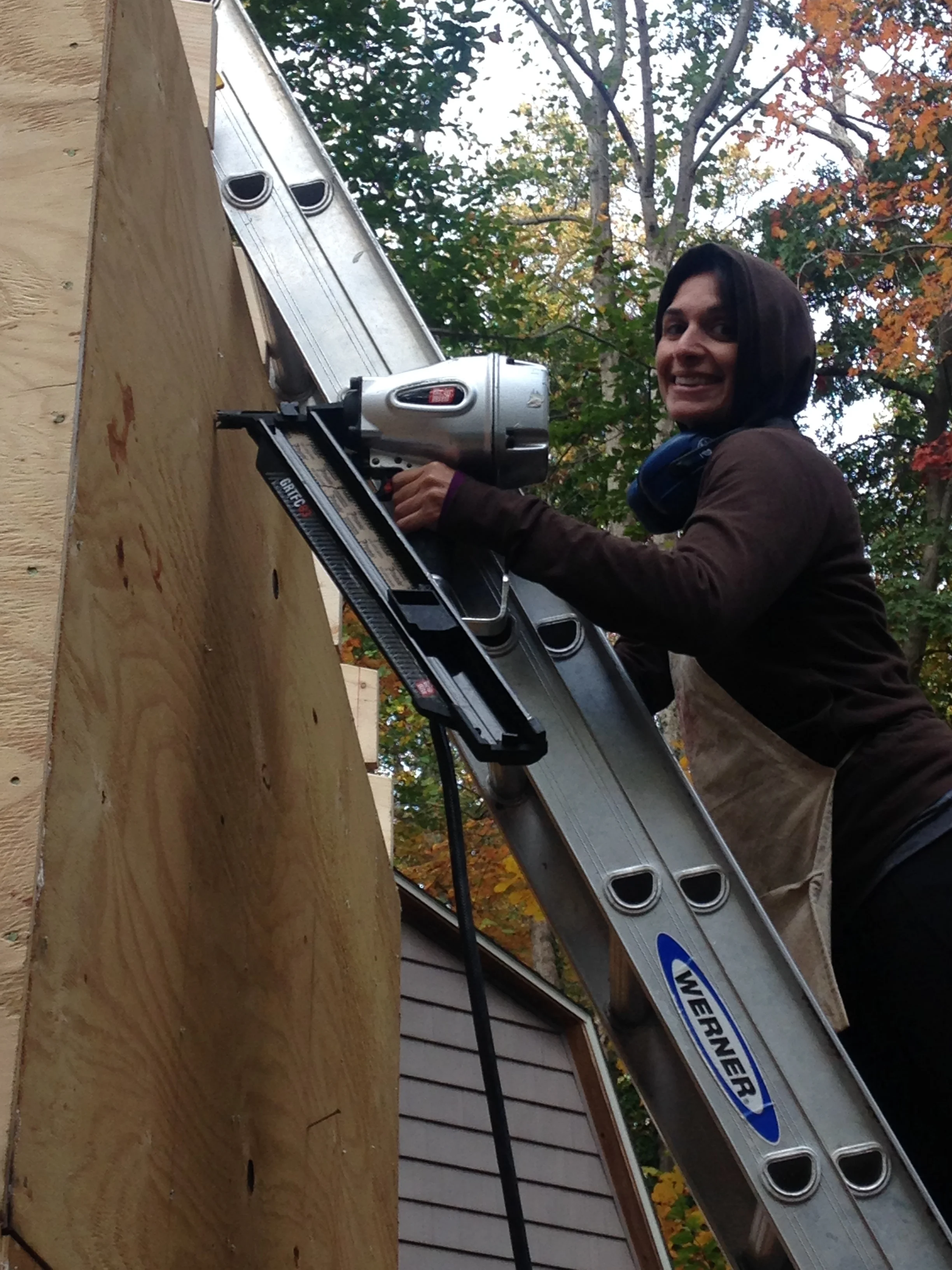 Michelle the badass. but ok the nail gun is scary. it just is. we are not gun people.