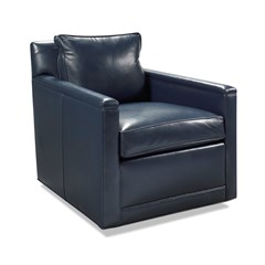 Indigo Blue Leather Swivel Chair