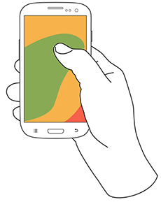 67% of one handed users keep their phone in their right hand. (illustration from uxmatters.com)