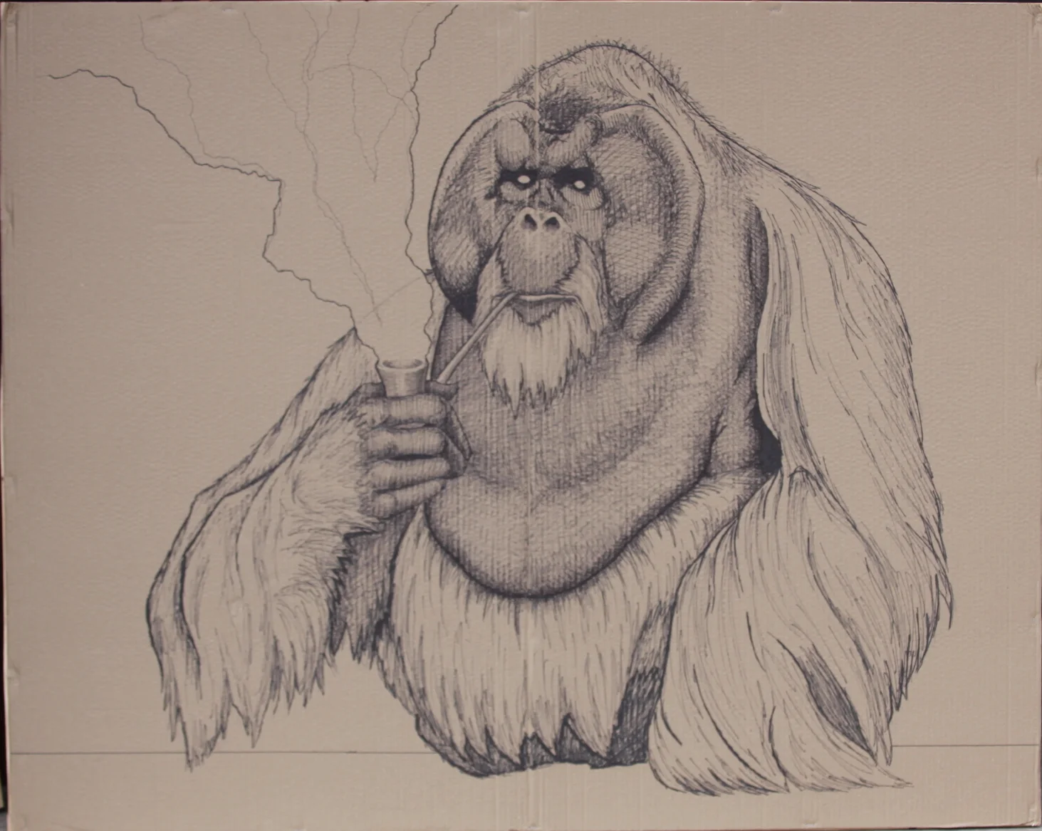   Orangutan with Pipe   2015  Sharpie on cardboard&nbsp;  60x48 