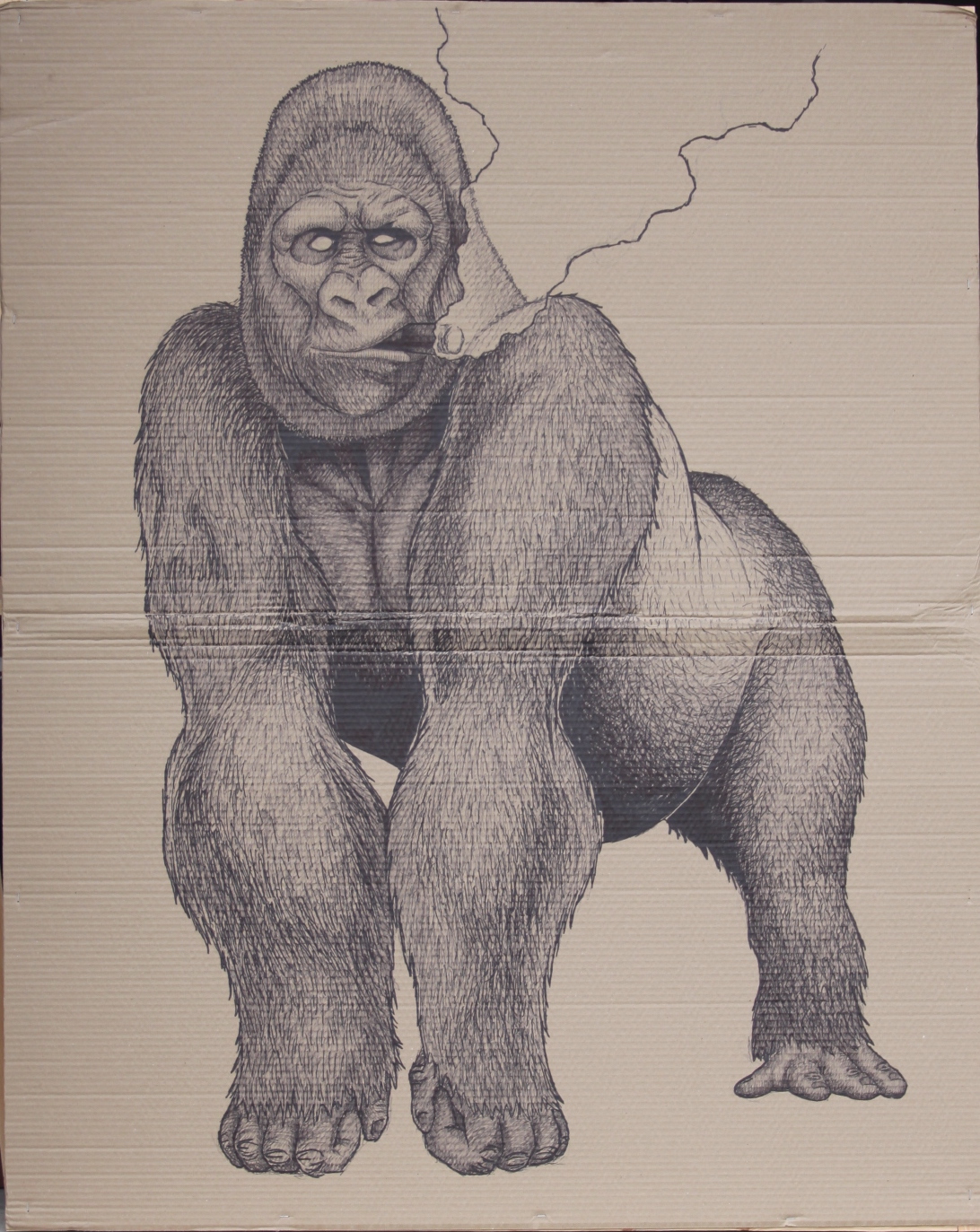   Gorilla with Cigar   2015  Sharpie on cardboard&nbsp;  48x60 