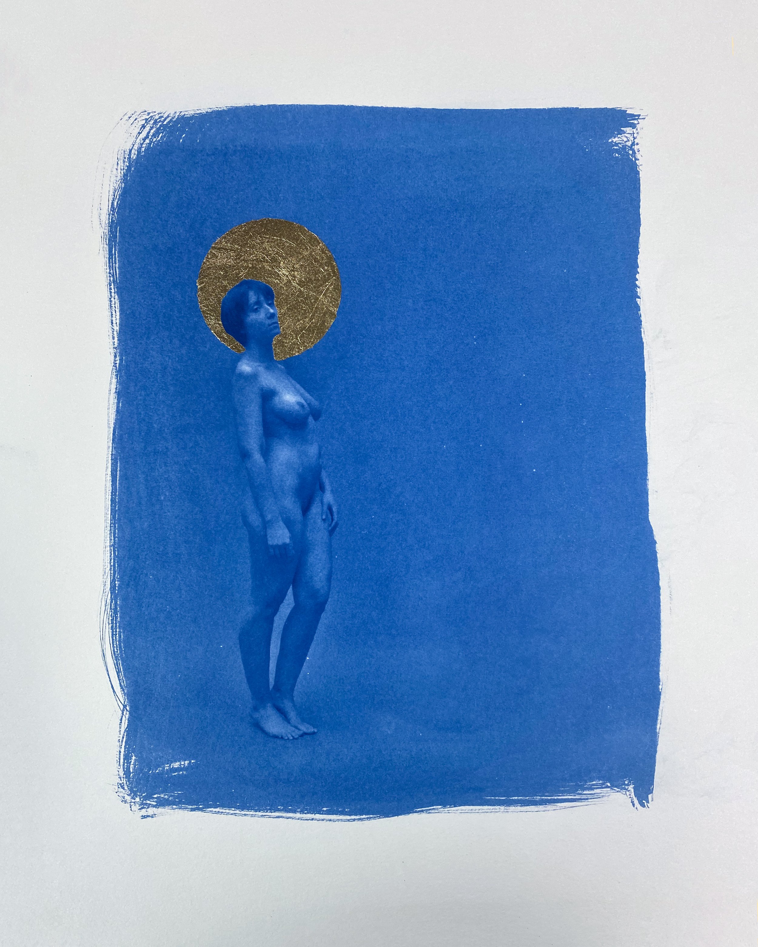   Iron &amp; Gold II   2023  Cyanotype and Gold Leaf  16x20 
