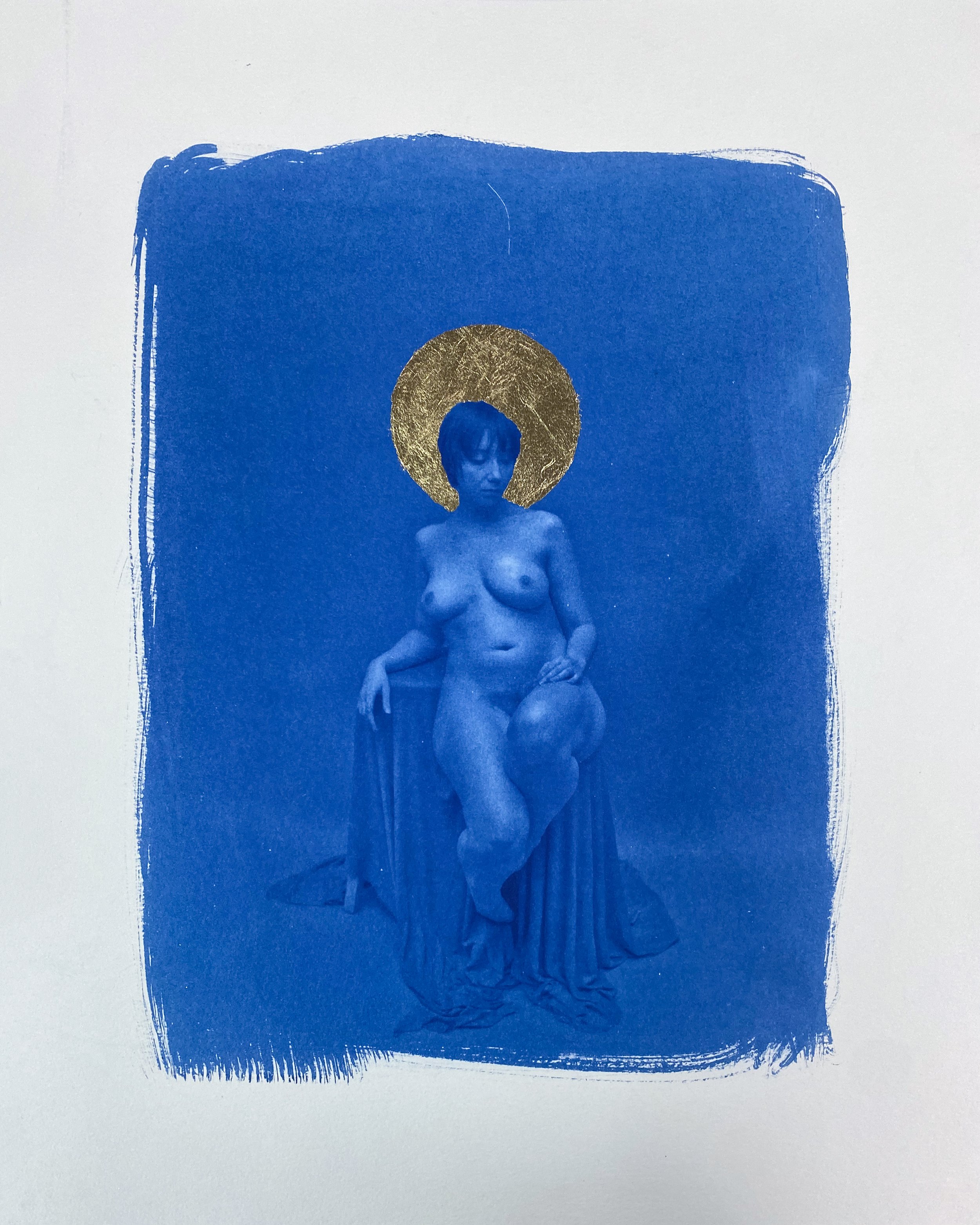   Iron &amp; Gold III   2023  Cyanotype and Gold Leaf  16x20 