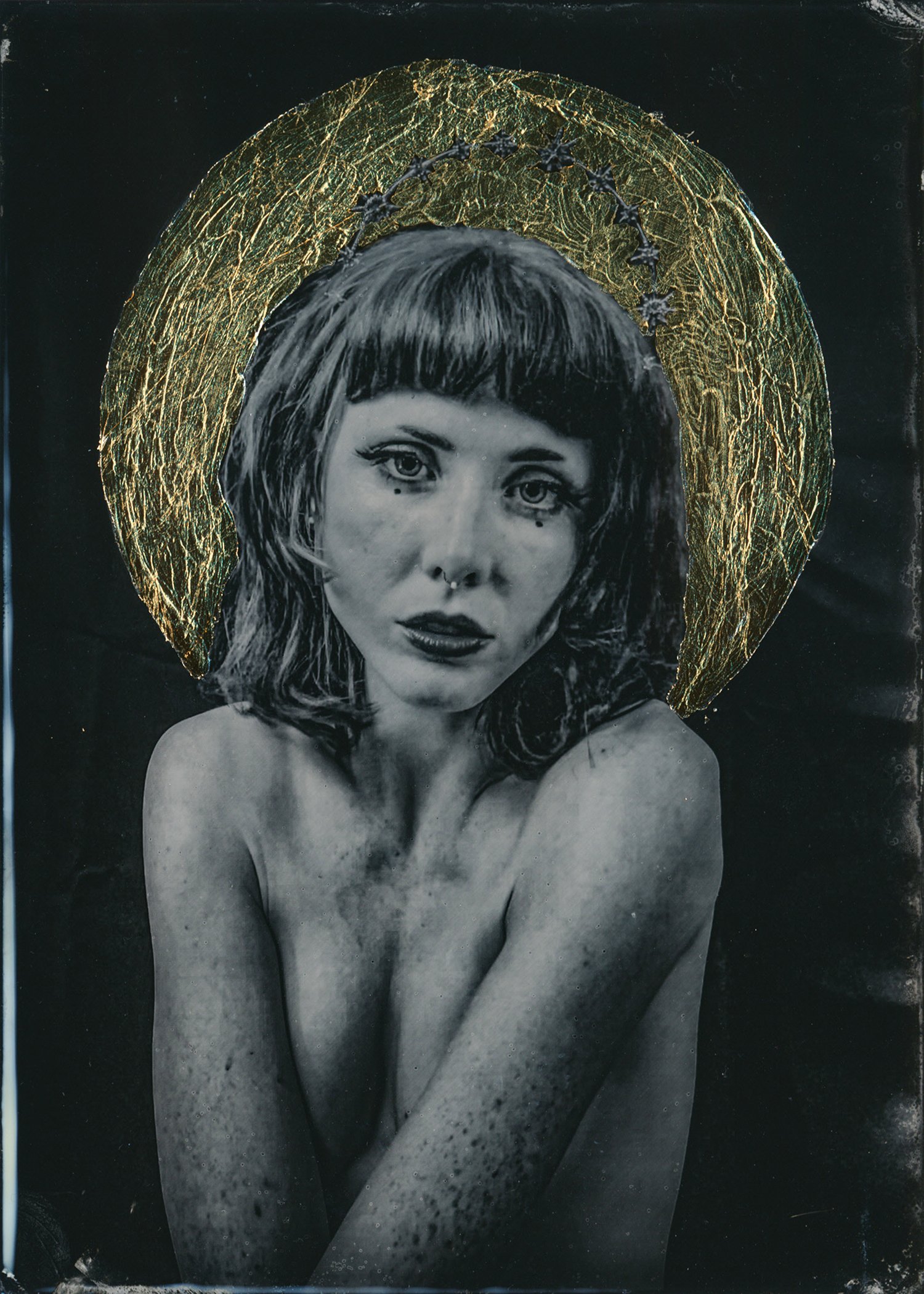   Silver &amp; Gold II   2023  Wet Plate Collodion (Tintype) with Gold Leaf  5x7 