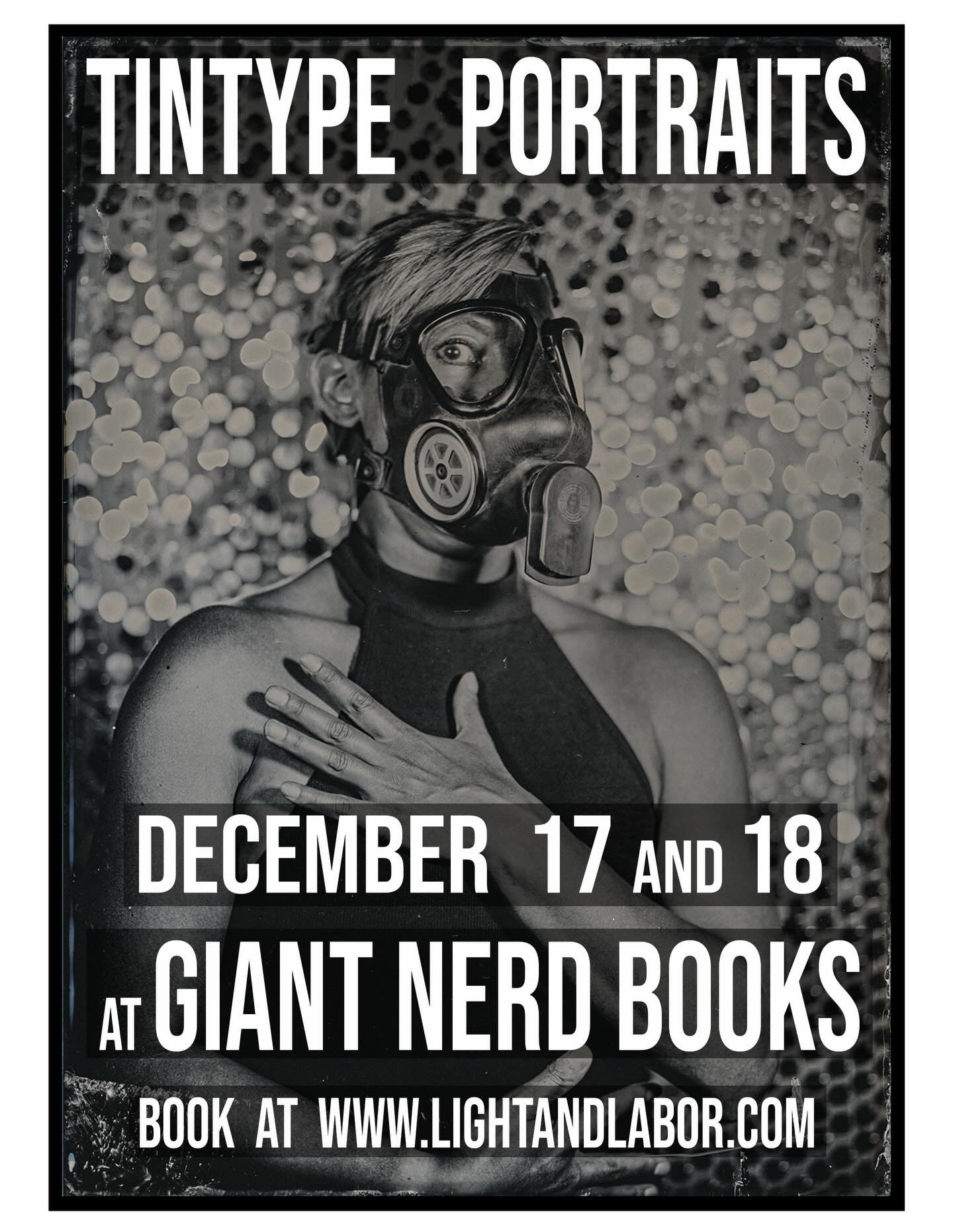 After a long while away I am happy to announce an upcoming tintype portrait event. 

This time at @giantnerdbooks 

To book a session go to www.lightandlabor.com