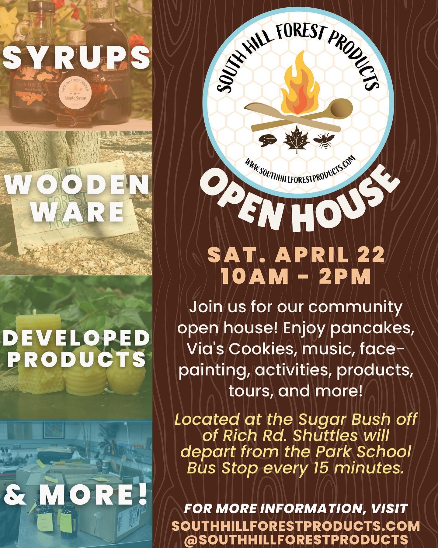 6️⃣ days until our annual open house! Don&rsquo;t forget to come to the sugar bush on Earth Day to learn more about our student run business and get some yummy pancakes with our famous maple syrup 🍁🥞🌎✨🪵