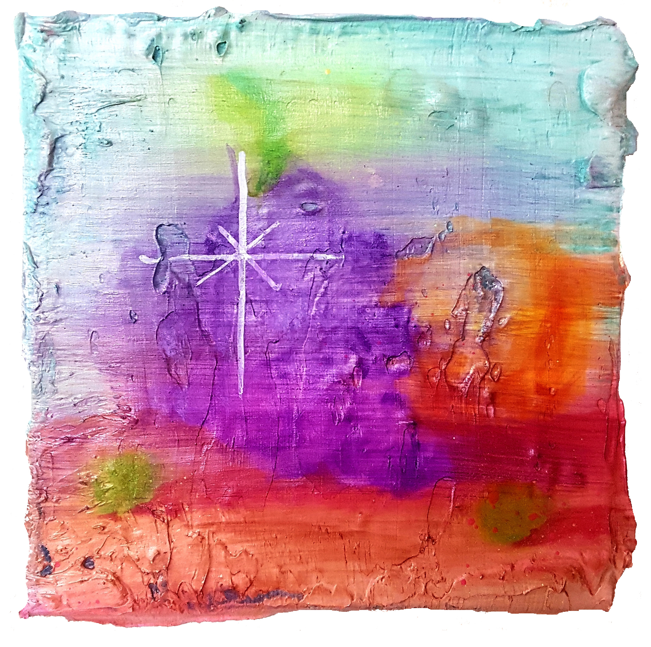 Nel Figueroa, Untitled (uvas), 2019, mix media on canvas, 12 x 12 in