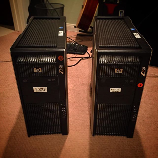 #geek My cousin just delivered two 12 core 48gb ram quadro 4000 machines. Disney was upgrading so we bought the old machines between 4 of us we grabbed 120 cores ;)