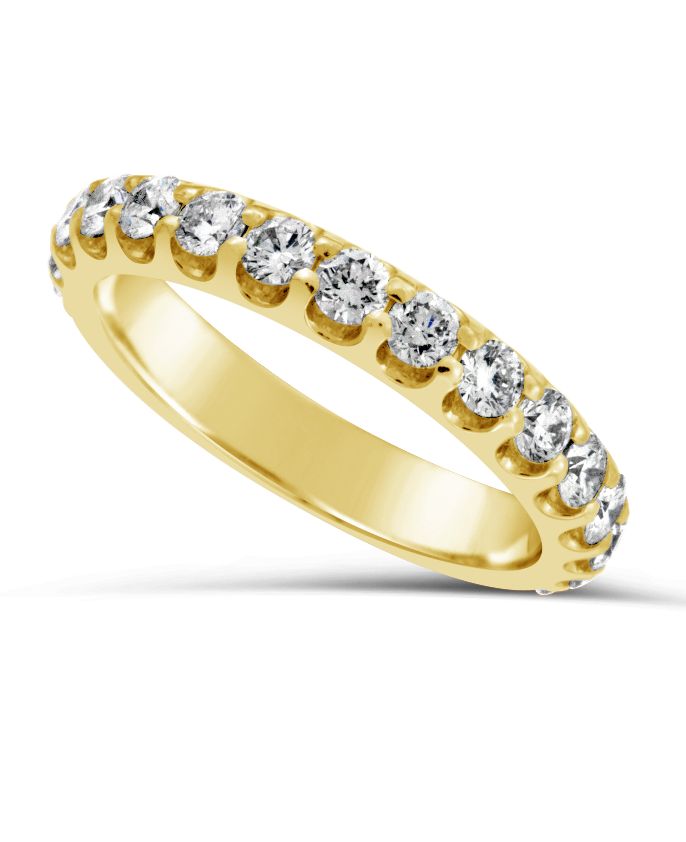 2.5 MM Pave Set Round Brilliant Cut Diamonds Half Eternity Ring in 9K Gold 