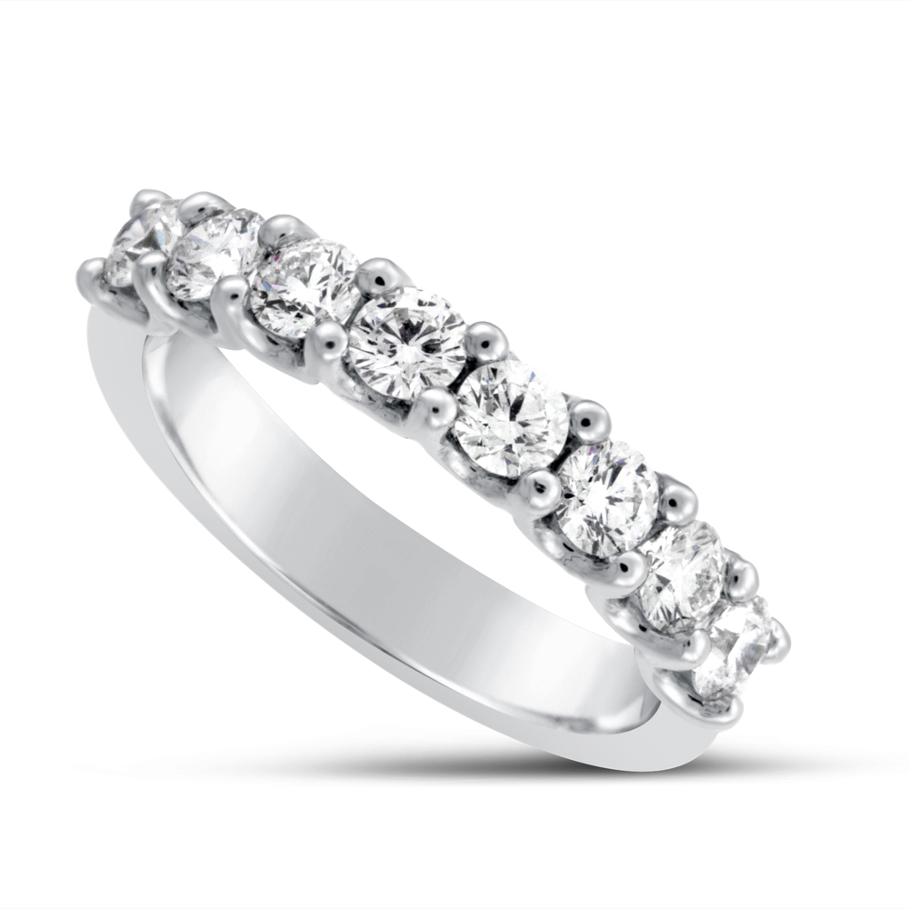 14k White Gold 6mm Comfort-Fit Etched Channel Set 18-Stone Diamond Eternity  Ring (.36ct)