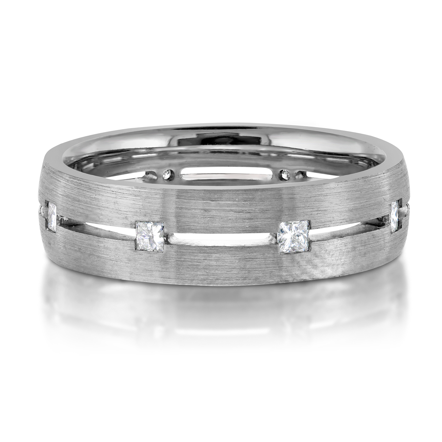 Brushed Style Princess Cut Diamond Ring | Platinum | 6mm