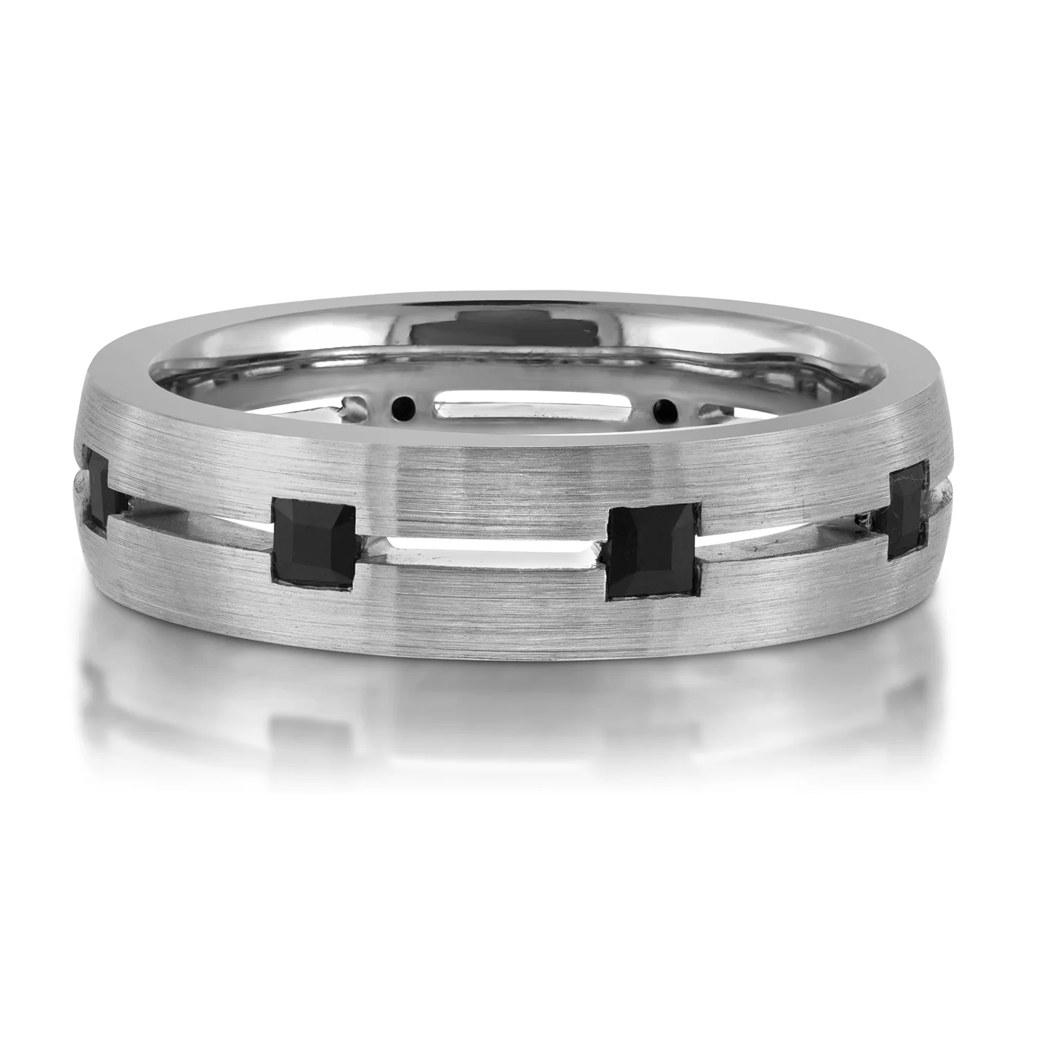 Brushed Style Princess Cut Diamond Ring | Platinum | 7mm