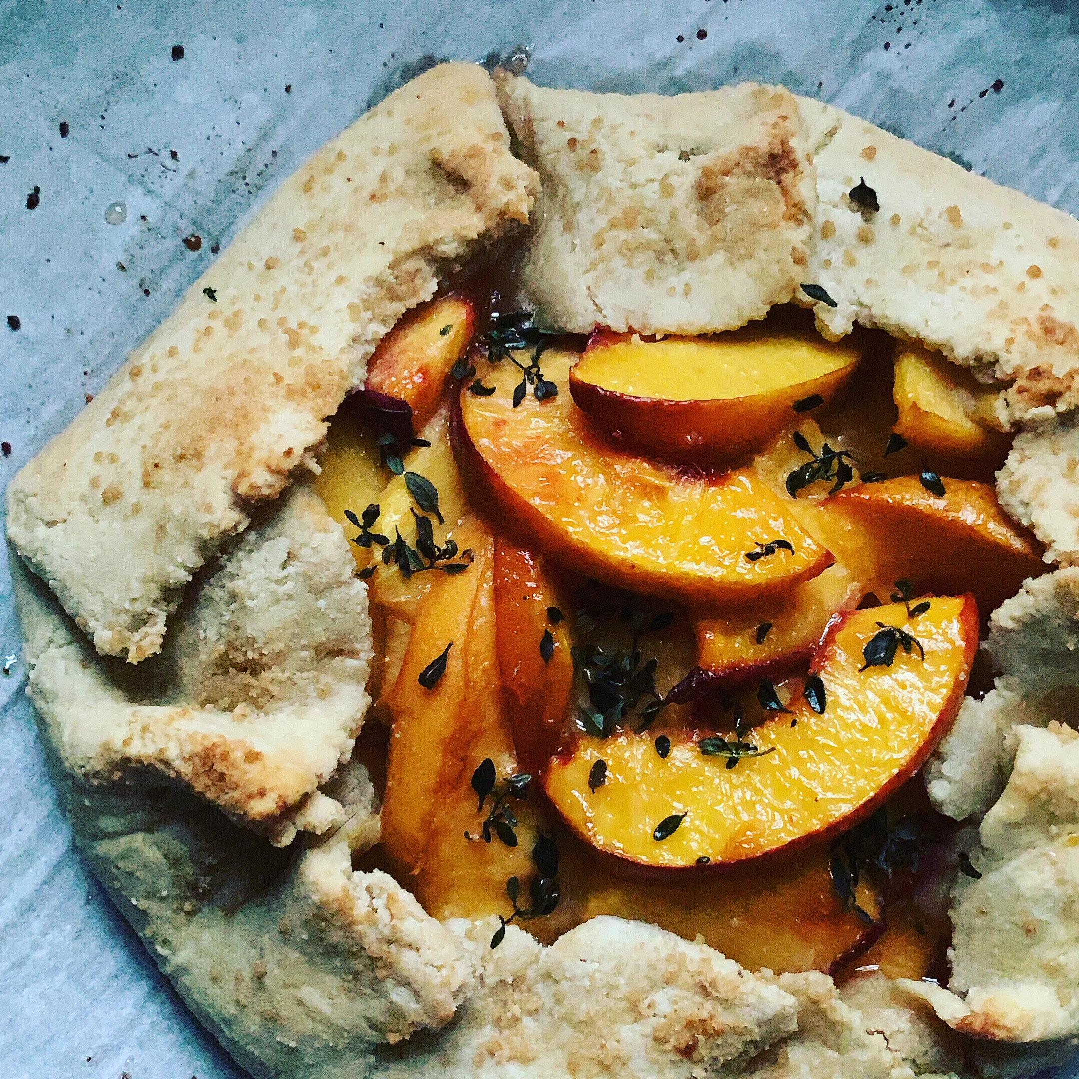 Midsummer Peach + Thyme Almond Galette
