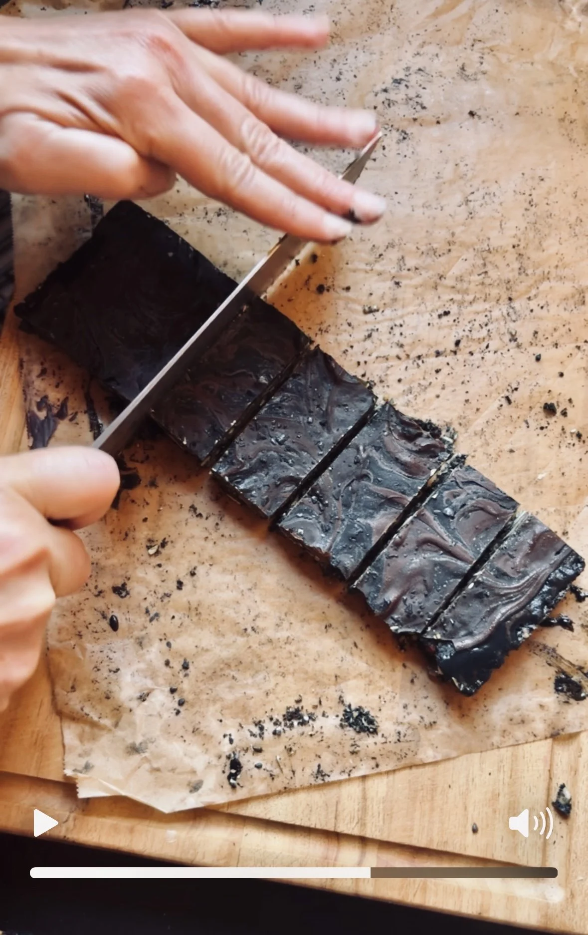 Spooky Seeded Black Sesame Tahini Bars with Dark Chocolate + Black Salt