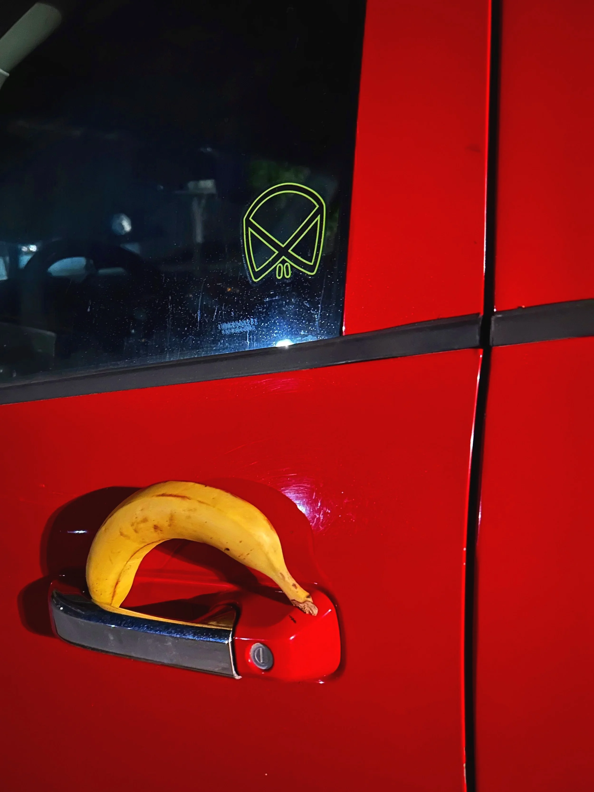 BOBUTAH "DUBIOUS HIT" SKULL LOGO SLAPPY IN BLACK AND Hi-VIS CLEAR (FRONT ADHESIVE STICKER)