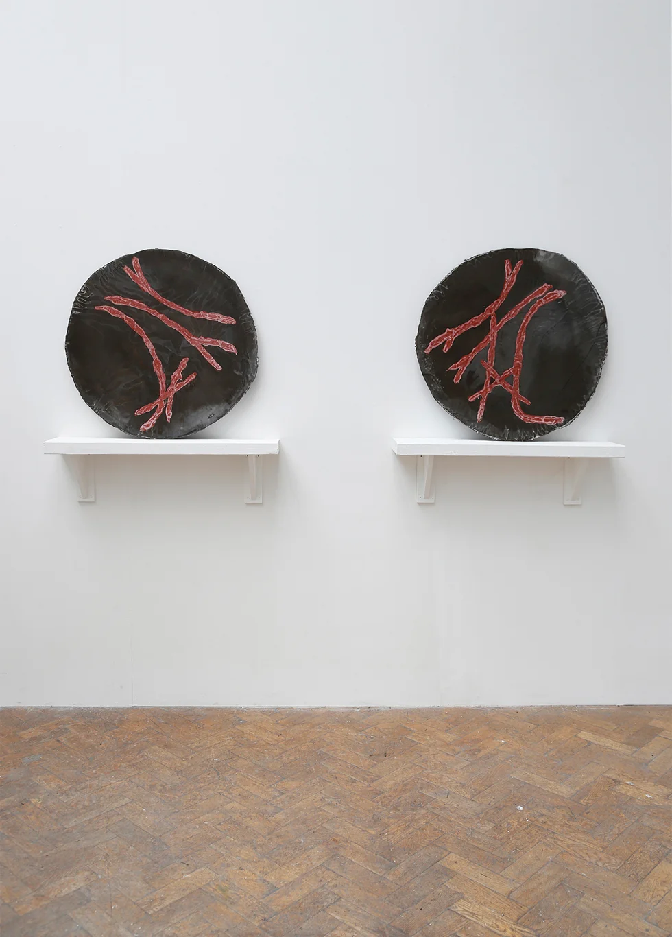   Untitled (Handlines), &nbsp;aluminous cement, earth pigment, 2014 