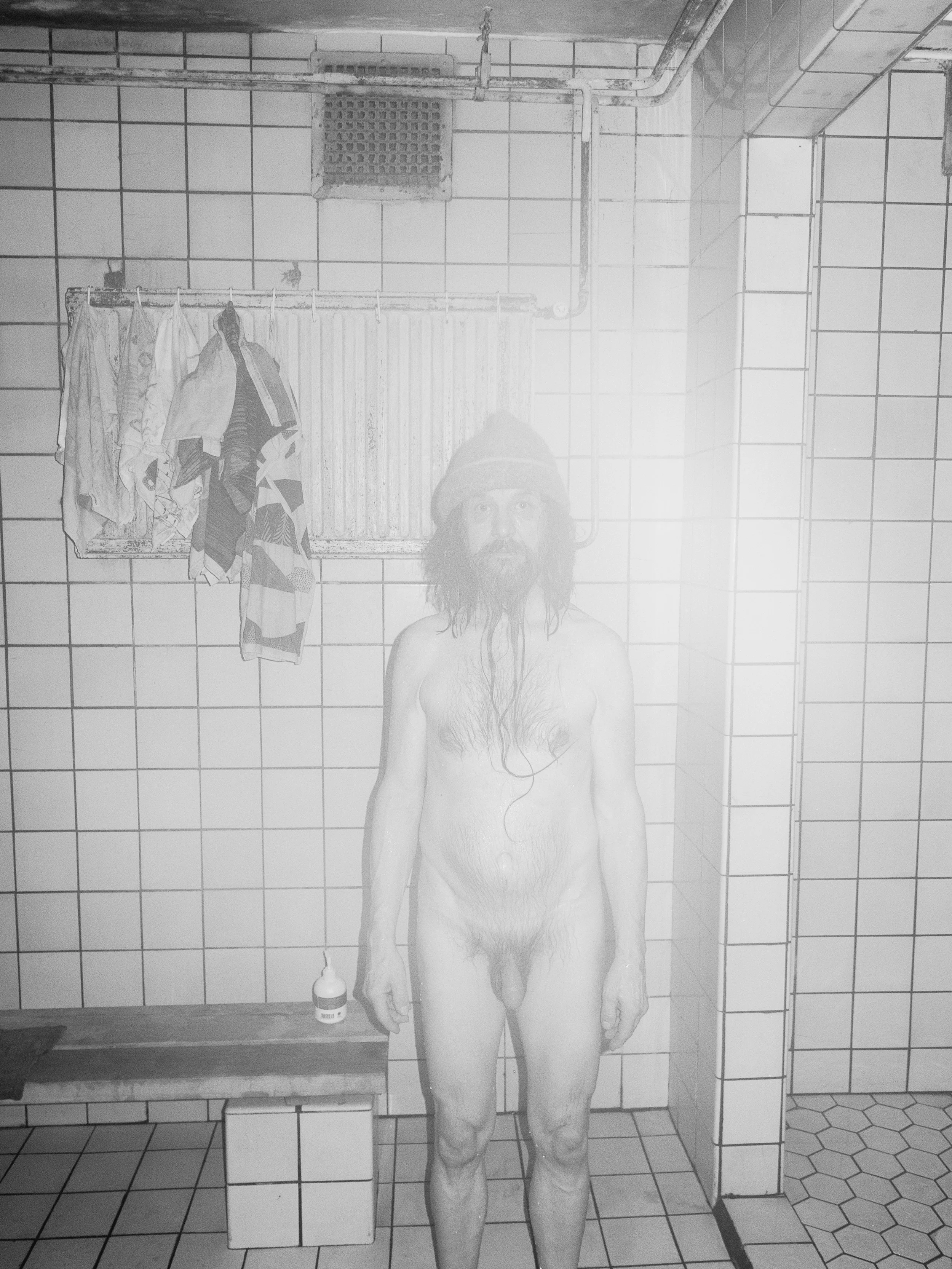 Martikainen with his sauna hat. Helsinki, 2015.