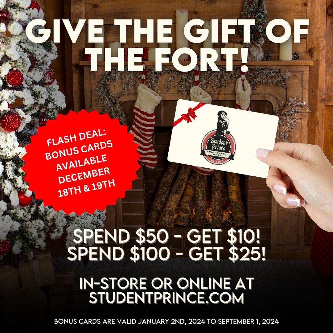 🌟BACK FOR A LIMITED TIME!🌟
Student Prince Bonus Cards are back December 18th &amp; 19th! 🎁 SPEND $50 - GET $10! SPEND $100 - GET $25! AND IT KEEPS GOING! December 18th &amp; 19th ONLY - in-store &amp; online at beanrg.com