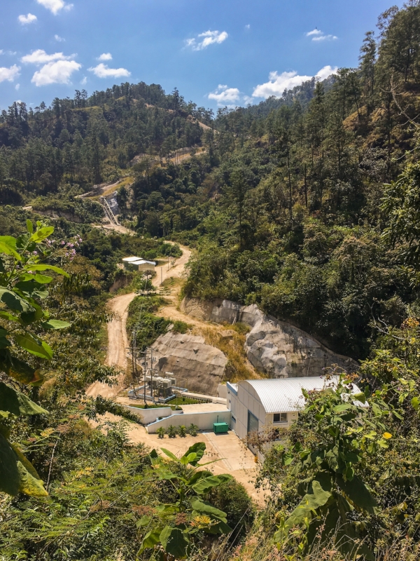 You can see a small part of the road winding up from the Canjel production facility.