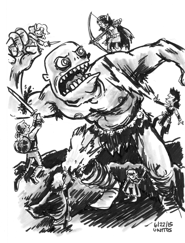 Our group fighting a giant ogre. This didn't really happen in our make-believe game...yet.