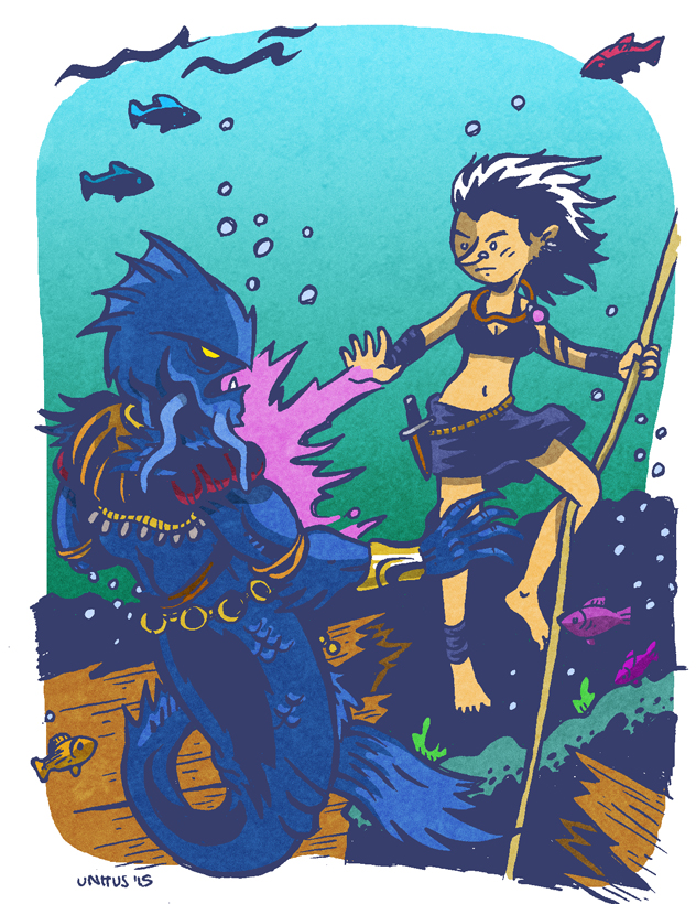 Mara discovered that her Eldritch Blast worked quite well underwater against some Merrow warriors.