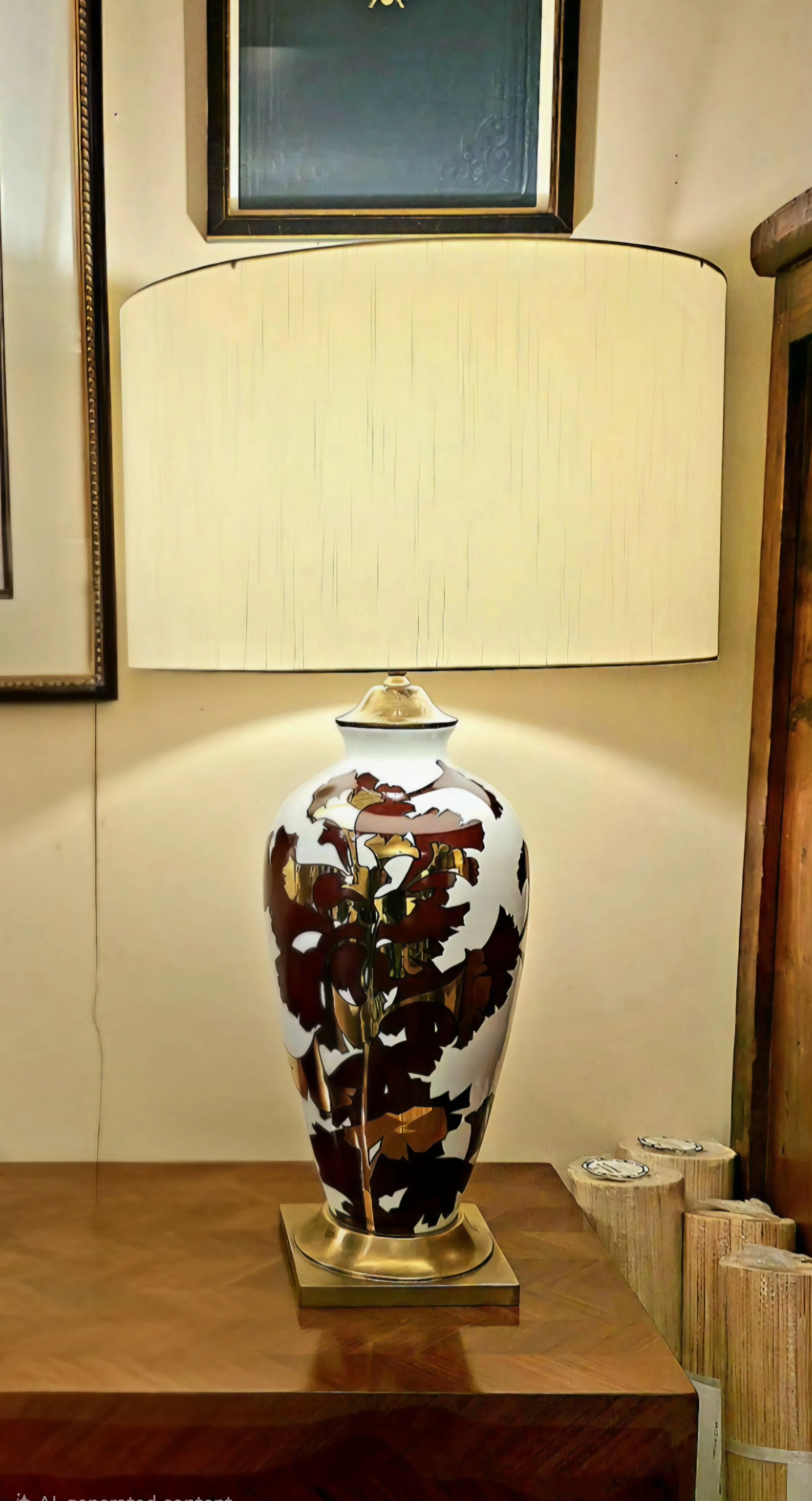 Roloff Haviland Bavaria hand painted vase lamp