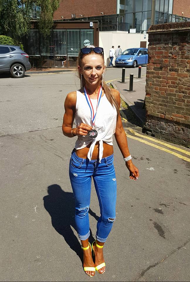 Anastasia with her medal form her first bikini competition. 