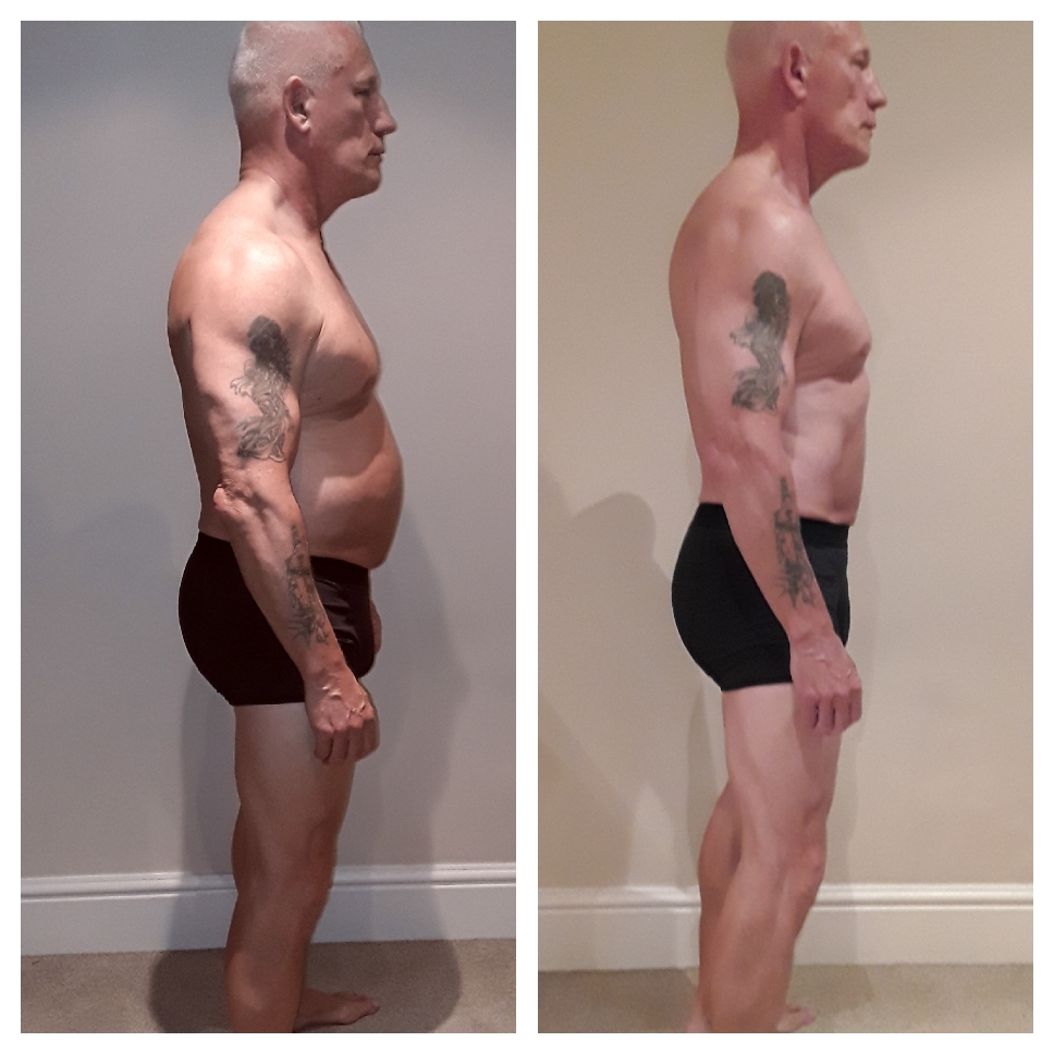 My client Dave Ridgewell part way through his transformation. He’s 56 years young.