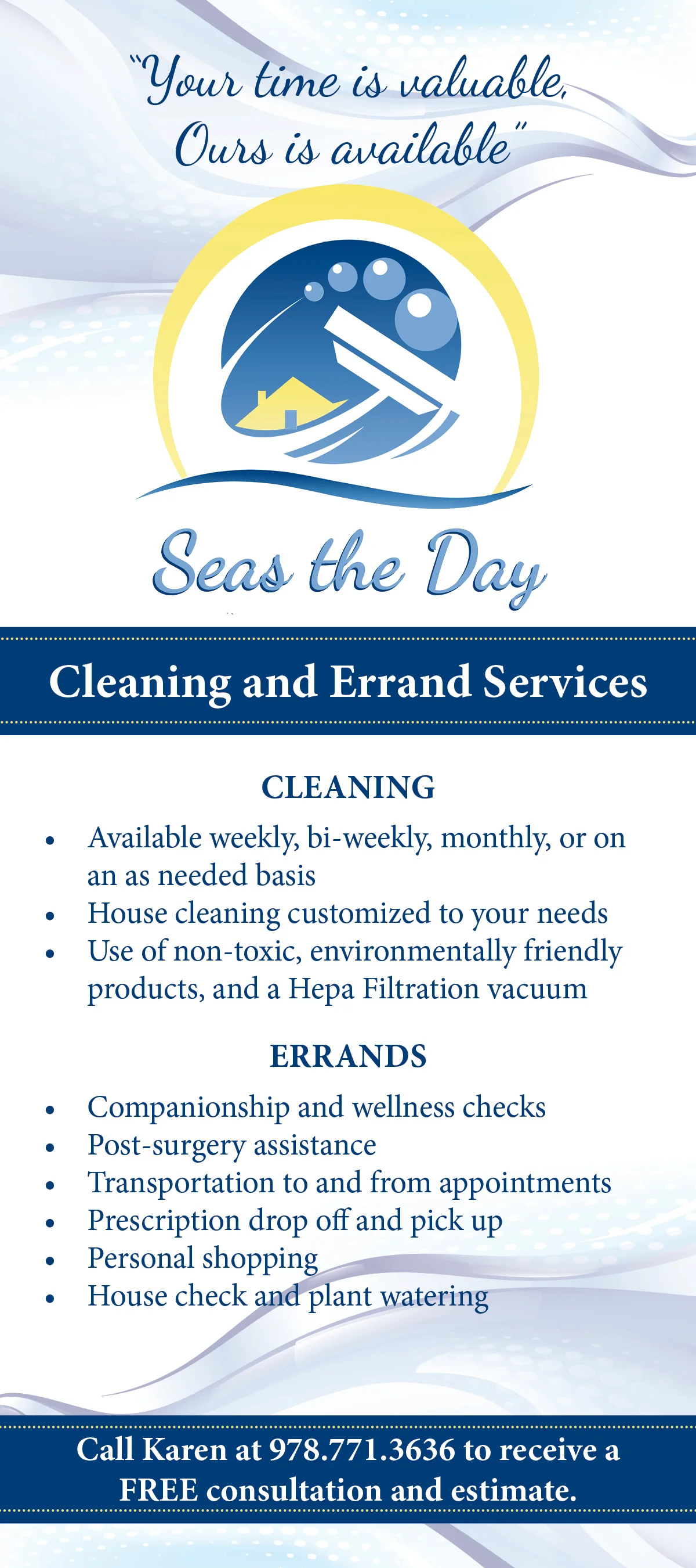 Seas the Day Cleaning and Errand Service Rack Card