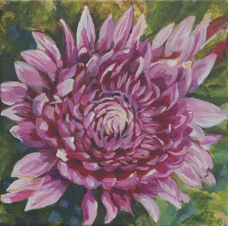 Chrysanthemum 12x12. Acrylic on canvas. Copyright 2015 Kim T. Richards. All rights reserved.