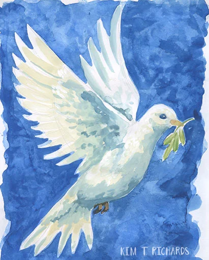 Dove December 2015 sketchbook page done as part of the Four Corners Art Collective Advent Calendar art challenge.