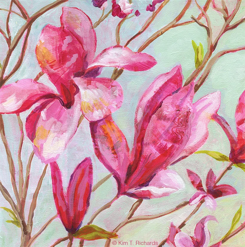 Big Pink. An acrylic painting that was born out of a failed sketchbook experiment. (So even the bad sketches can lead somewhere interesting if you let them.)