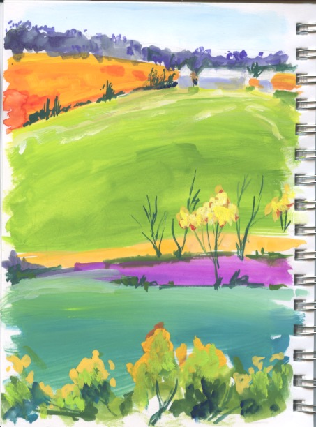 A different view from the same vineyard. Still not quite sure where I'm headed, but this one feels more like "me.." There are plenty more landscape experiments to come.