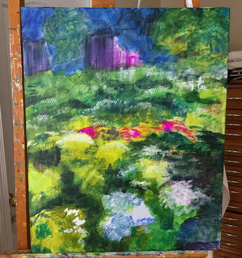 The first layers of my painting, An Unexpected Treasure.