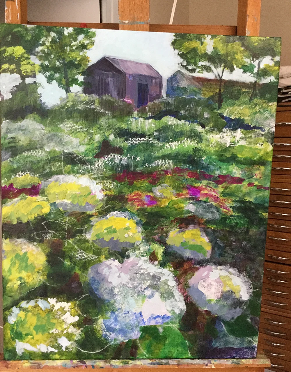 Day two on the easel for "An Unexpected Treasure."