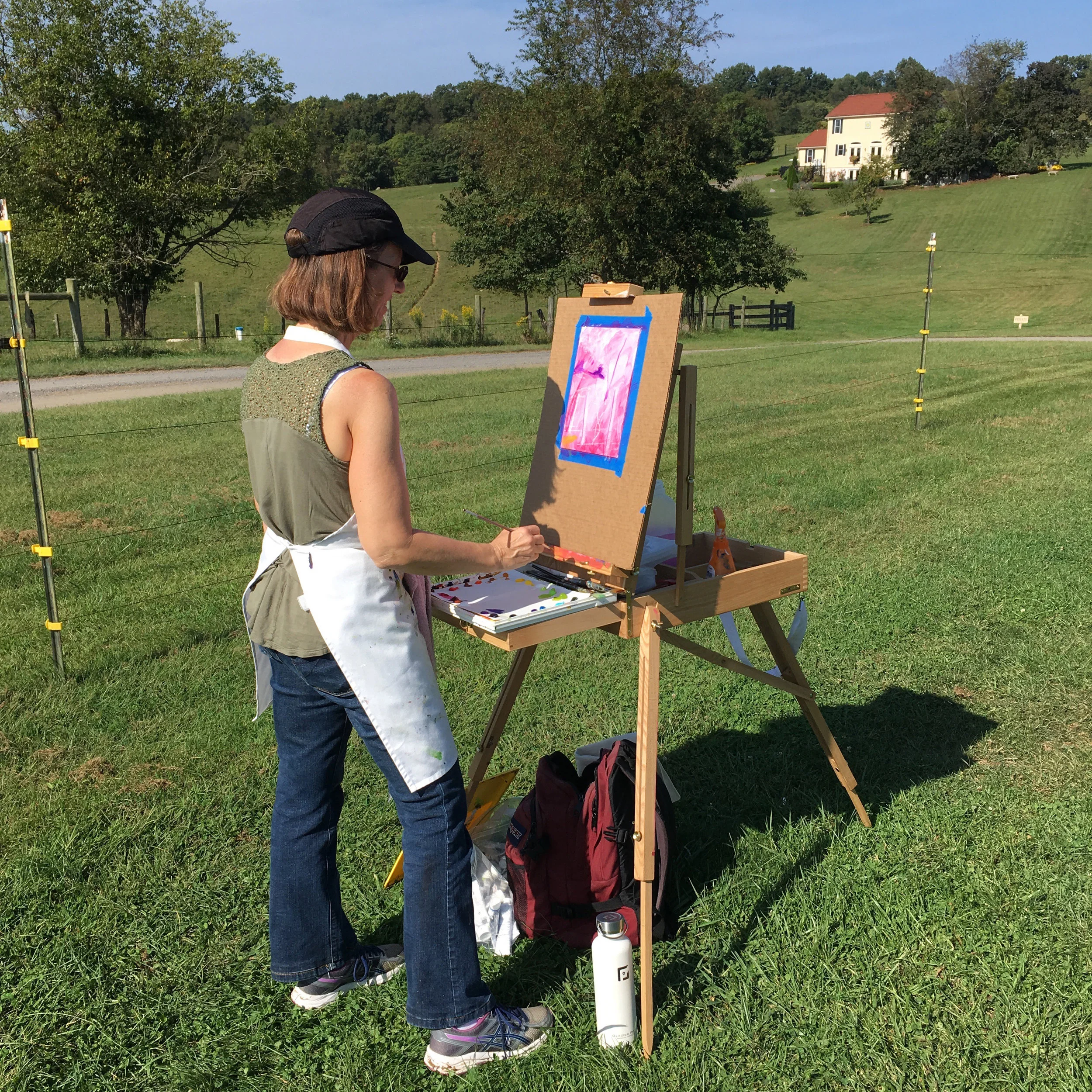 Painting outdoors at Three Fox Vineyard in Deplane, VA