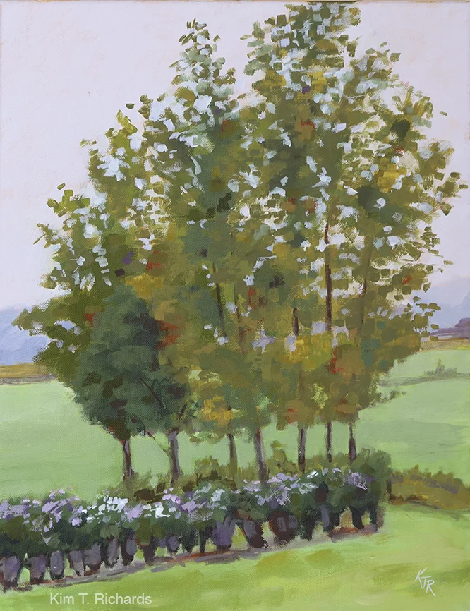 Graceful Ladies 14x18” acrylic $425 framed - This painting was completed using sketches and photographs taken during a Loudoun Sketch Club outing to 868 Estate Vineyard in Hillsboro, VA