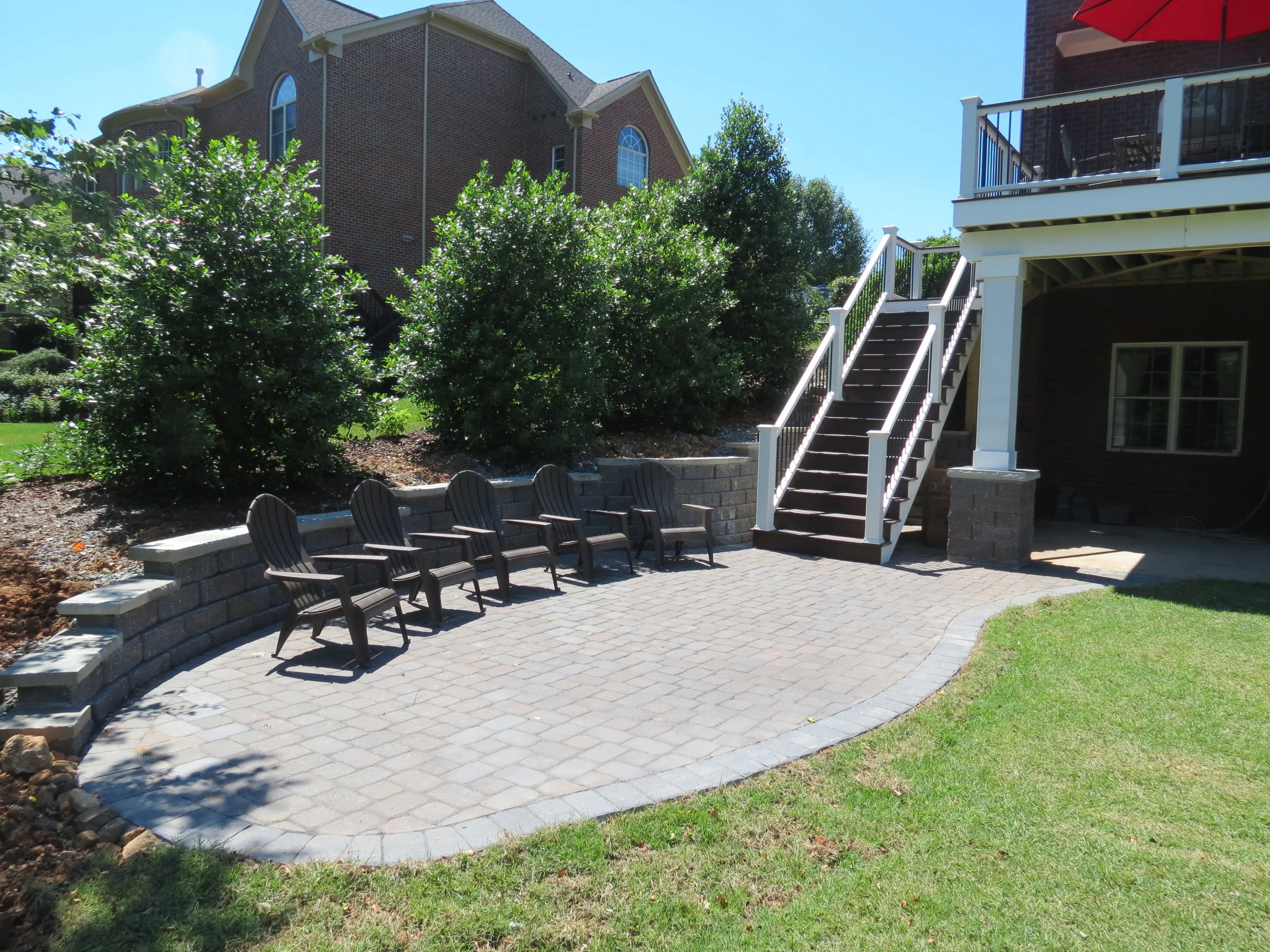 Trex Deck With Trex Lighting And Paver Patio In Waxhaw Nc Deckscapes