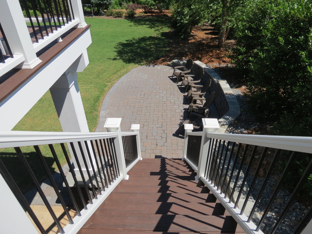 Trex Deck With Lighting And Paver Patio In Waxhaw Nc Deckscapes - Trex Patio Pavers