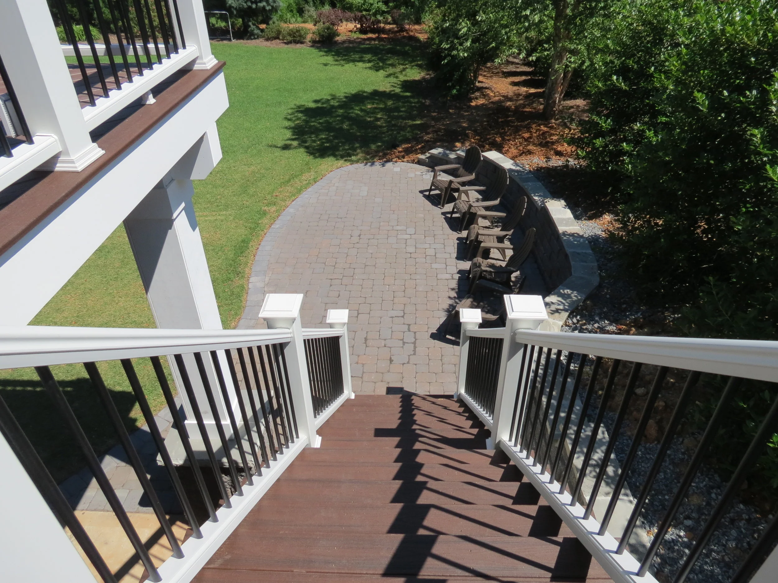 Trex Deck With Trex Lighting And Paver Patio In Waxhaw Nc Deckscapes