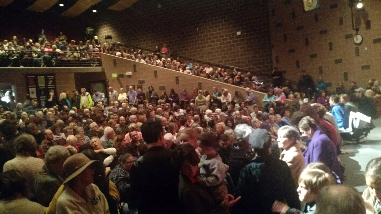 Golden, CO High School Theatre is packed on Super Tuesday for the March 1, 2016 caucus. 