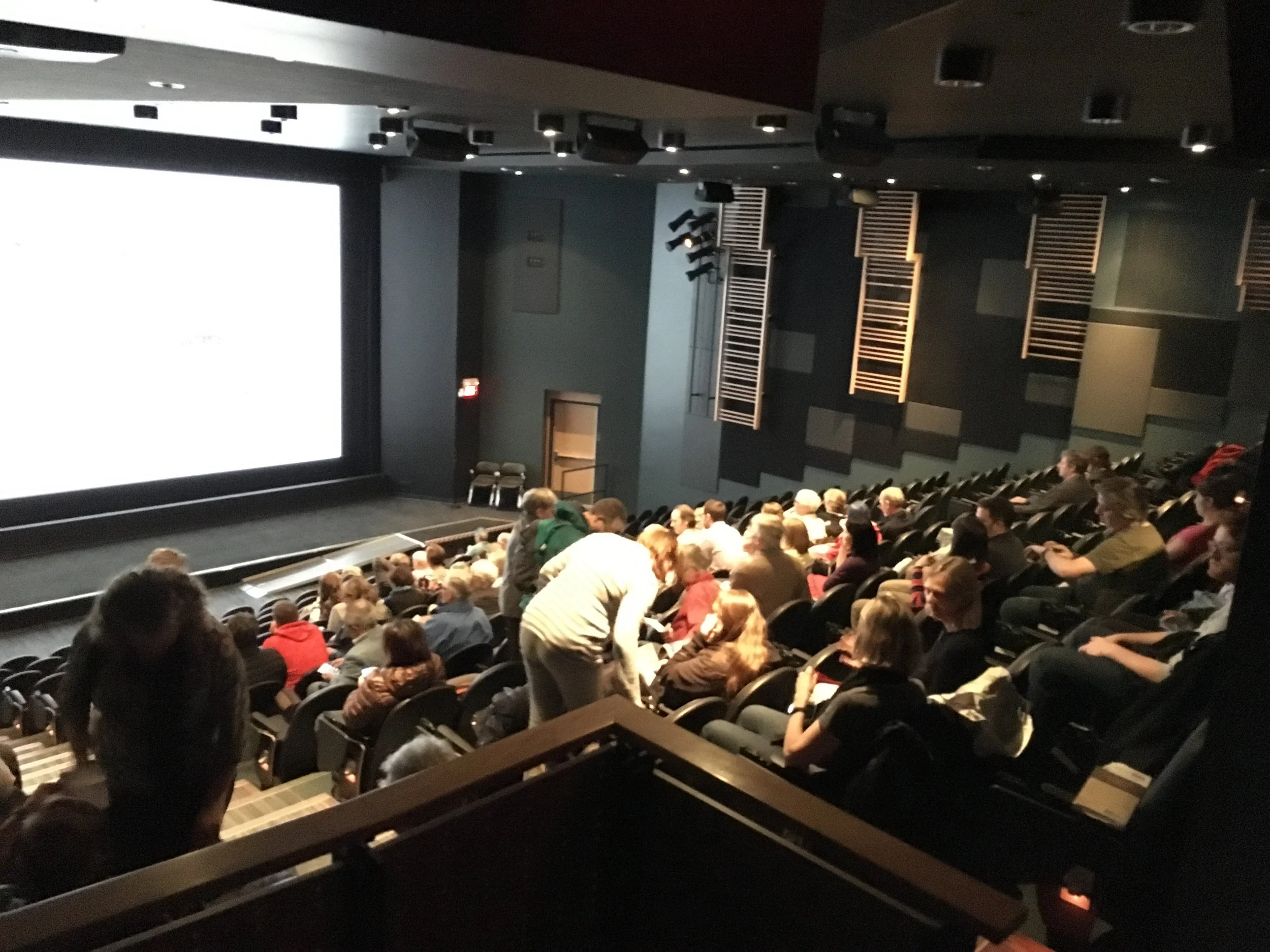DOXA festival-goers starting to fill in the SFU theater at the Goldcorp Centre for the Arts for the international premiere.
