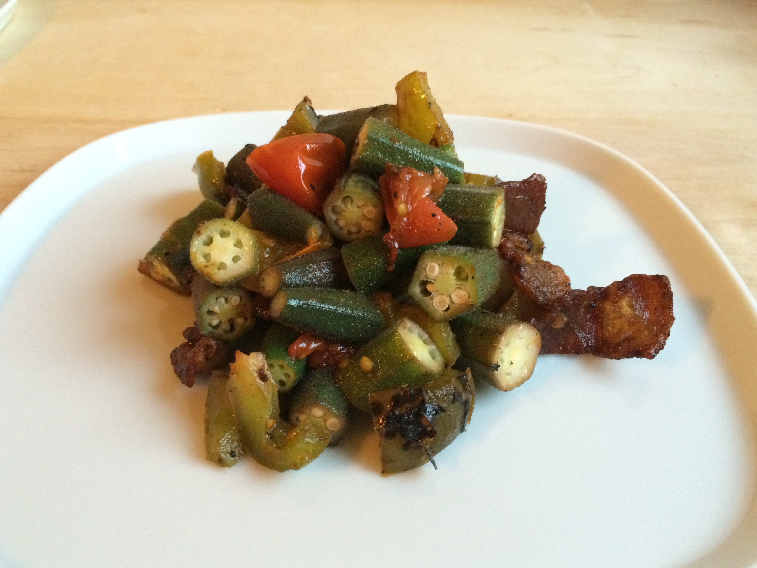 Cook the other components of your meal as usual and add the okra at the end.