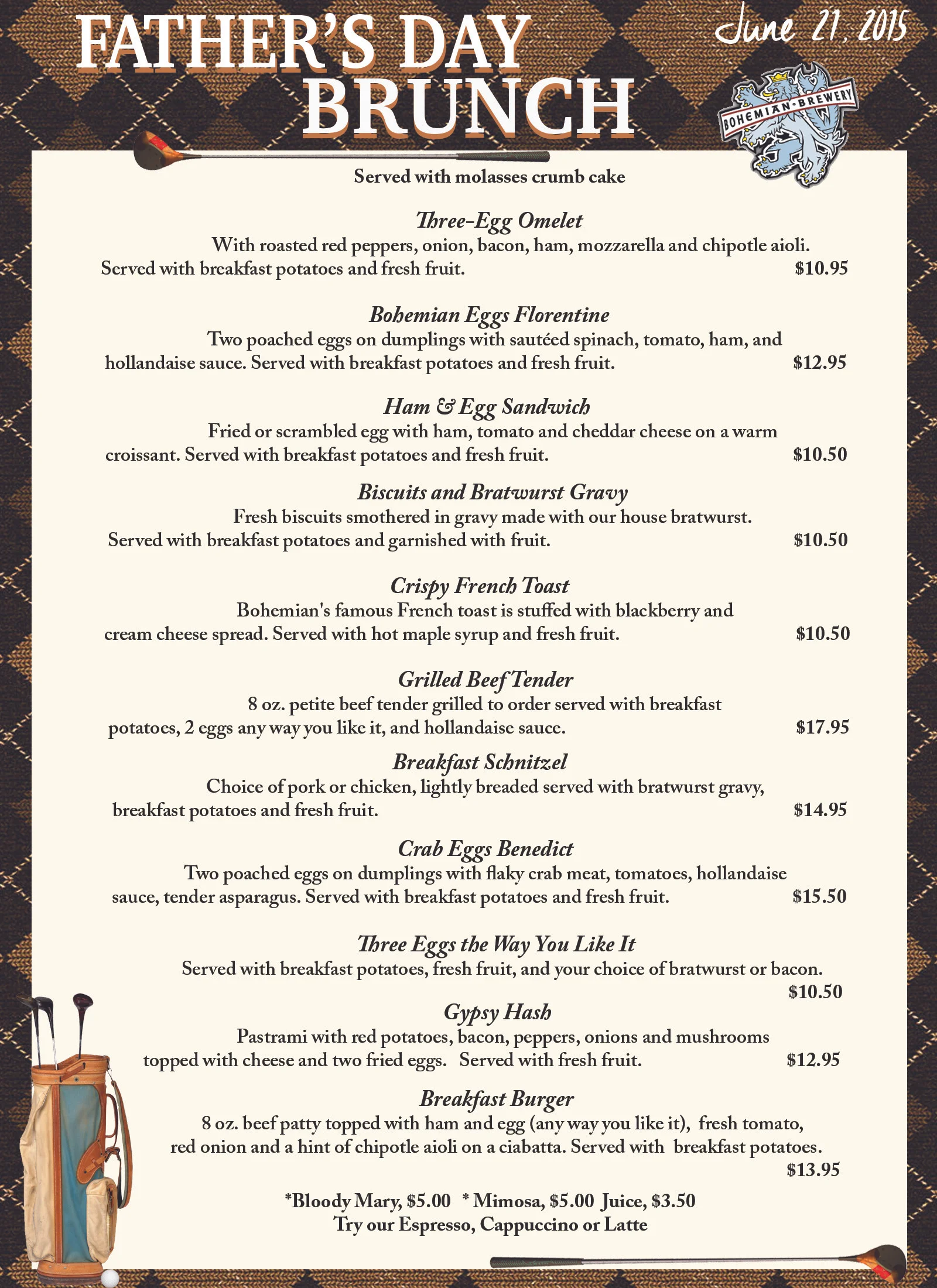 Treat Dad to Bohemian this Sunday!