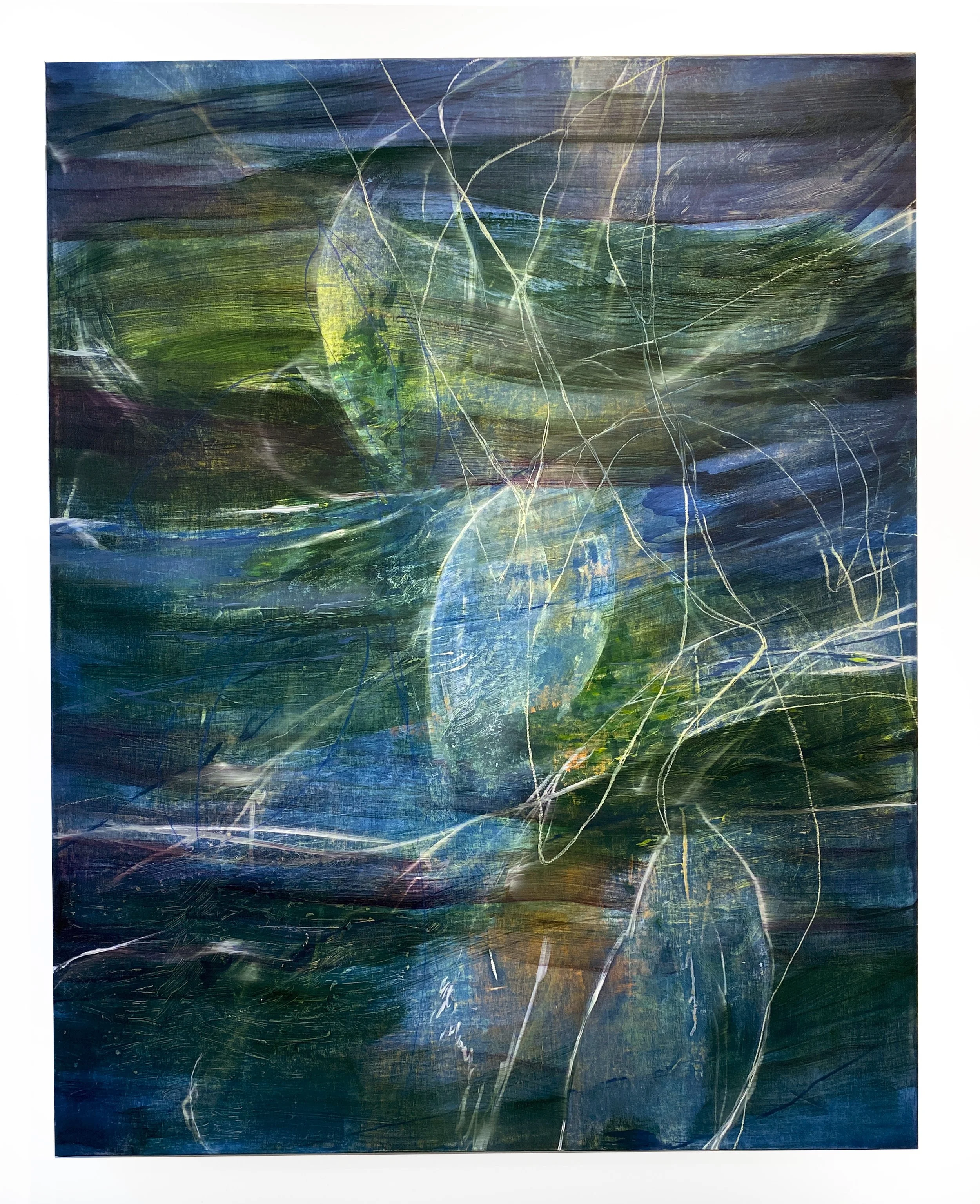 Winter's walk, 2022-2025, Mixed media on canvas, 48 x 36 inches