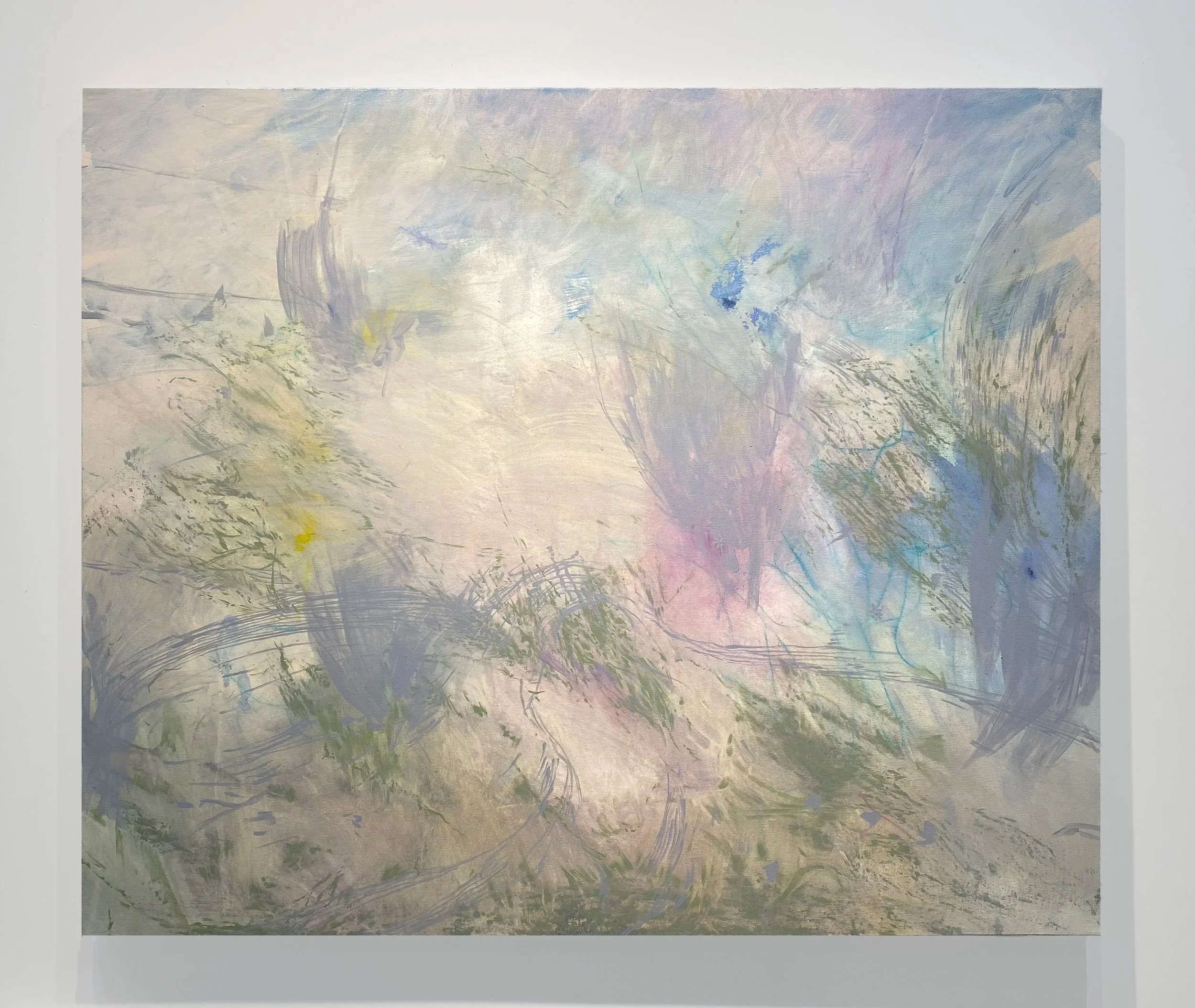 Silver Fires, 2025, Oil paint and oil bar on canvas, 40 x 48 inches